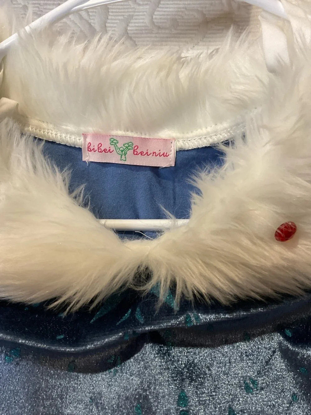 Frozen Princess Elsa Winter Princess Dress with Faux Fur Collar.